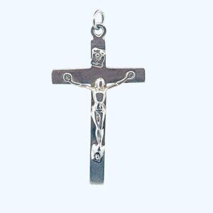 Estate Sterling Silver 925 Crucifix Cross Pendant Jesus Christ Religious Jewelry